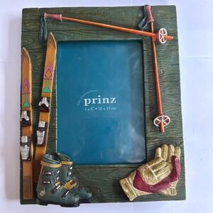 Prinz Ski Lodge 4x6 Photo Frame Winter Sport Skis Boots Poles Resin Wall Decor